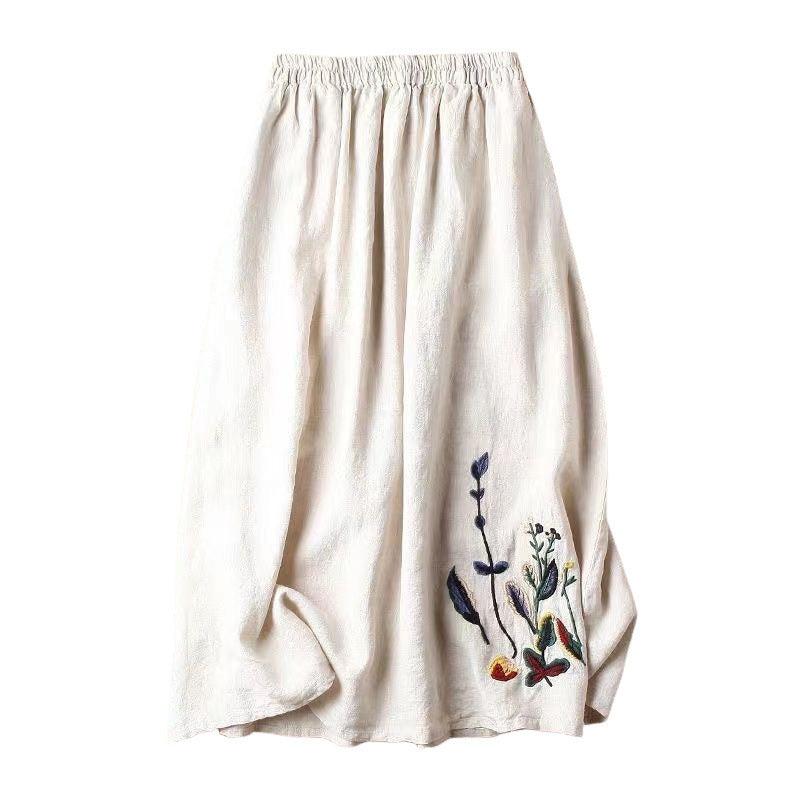 Jupe en coton et lin pour femmes