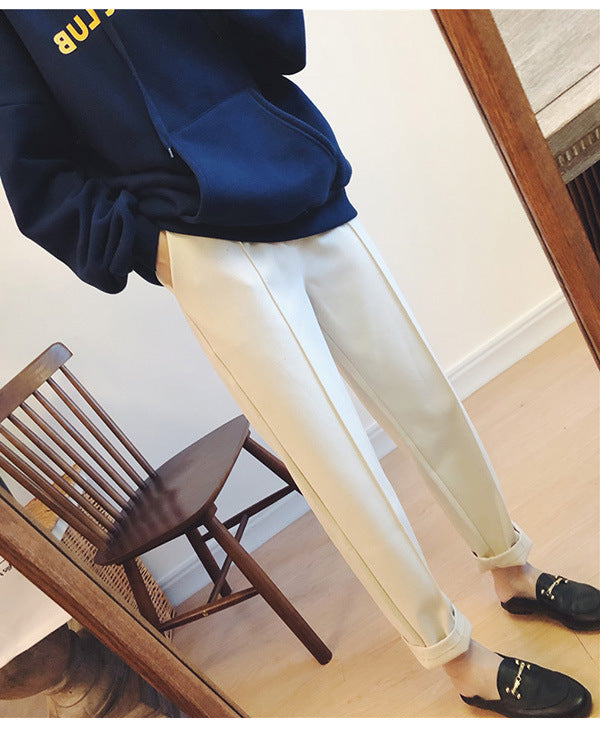 Pantalon droit décontracté taille plus fuselé