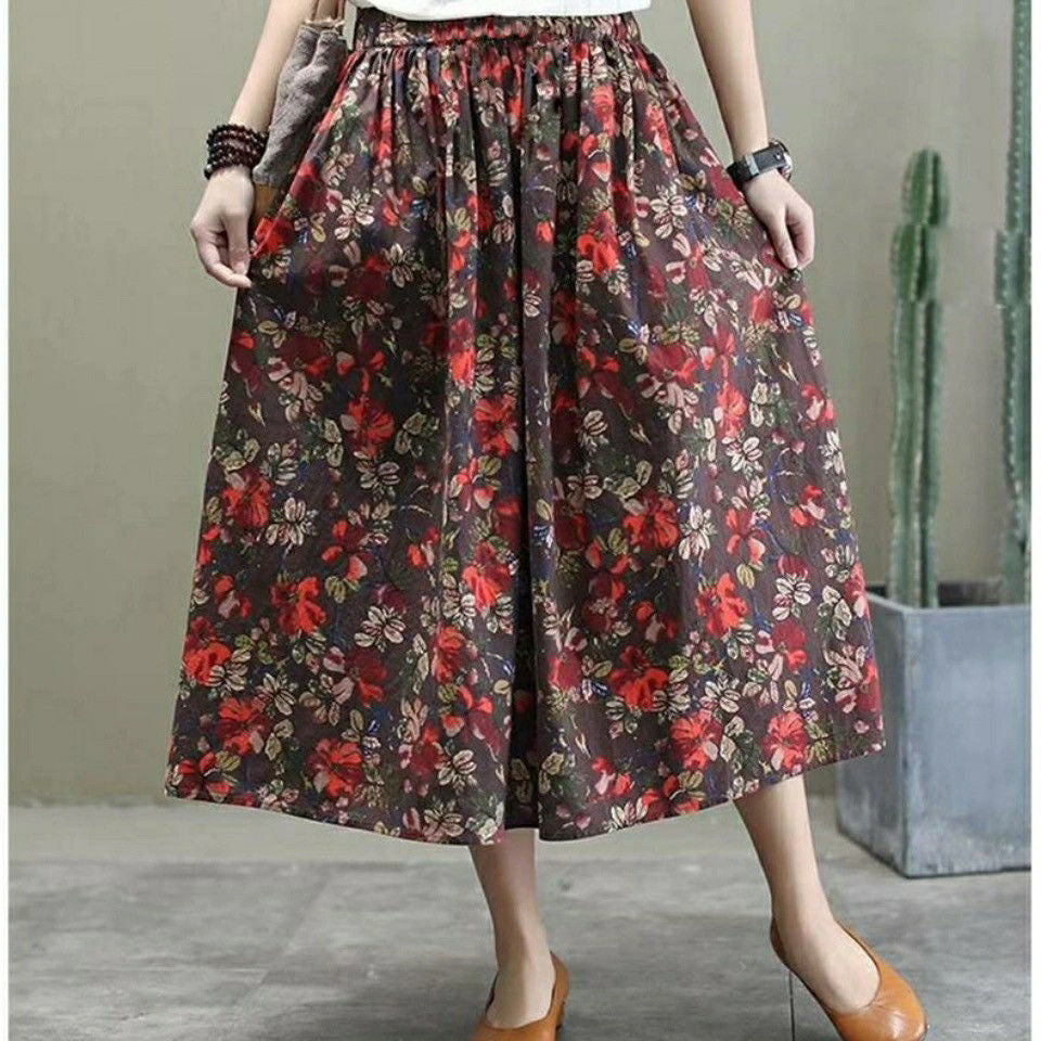Jupe à taille haute slim mi-longue Floral