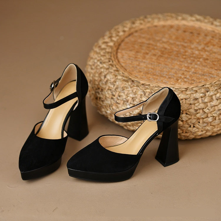Sandales à boucle pour femmes, talon stiletto, bout pointu dessiné