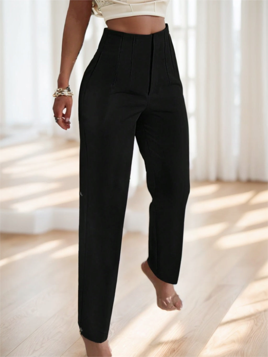 Pantalon slim élégant à poches pour femme