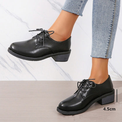Chaussures professionnelles chic, noires, semelle souple, à talon épais
