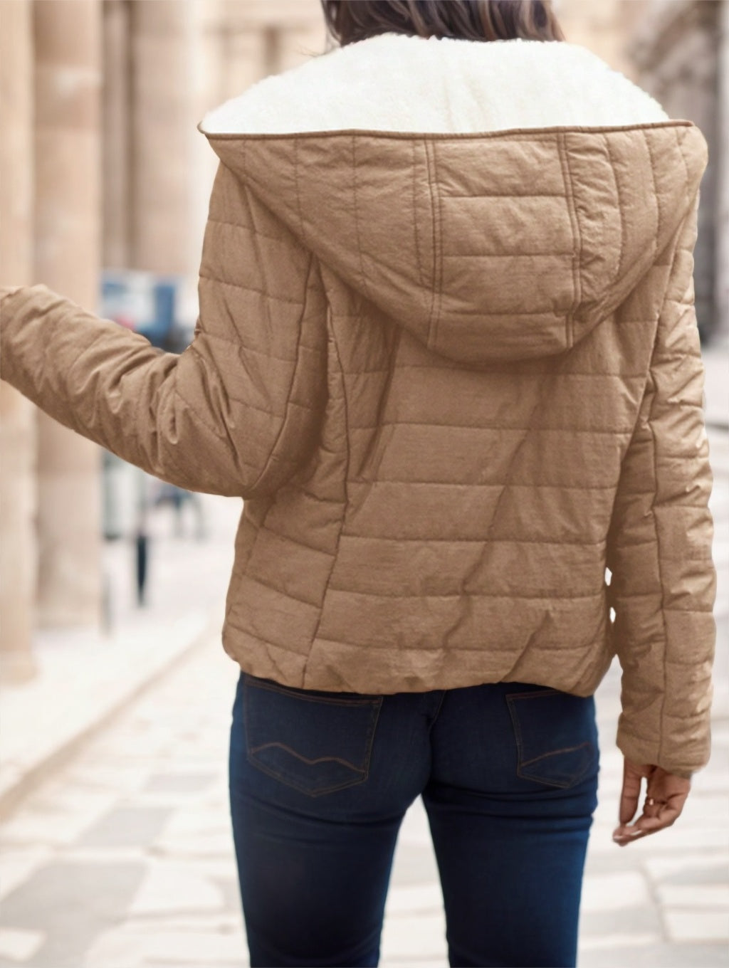 Manteau court matelassé léger et chaud pour femme