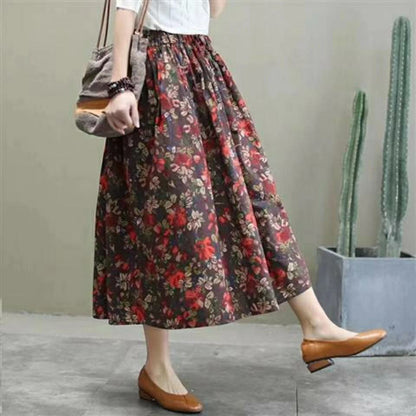 Jupe à taille haute slim mi-longue Floral