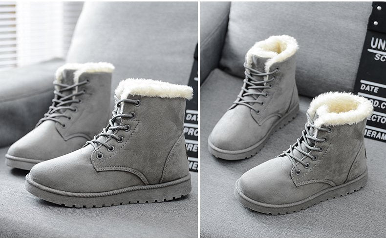 Bottes de neige pour femmes Chaussures d'hiver à talons Bottines d'hiver Semelle intérieure chaude en peluche