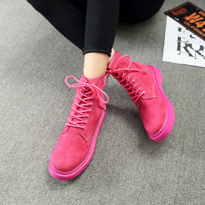 Nouvelles bottines fines Harajuku style britannique en daim pour femmes