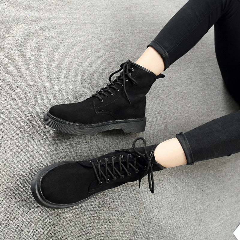 Nouvelles bottines fines Harajuku style britannique en daim pour femmes