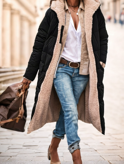 Manteau matelassée en coton de couleur unie pour femmes
