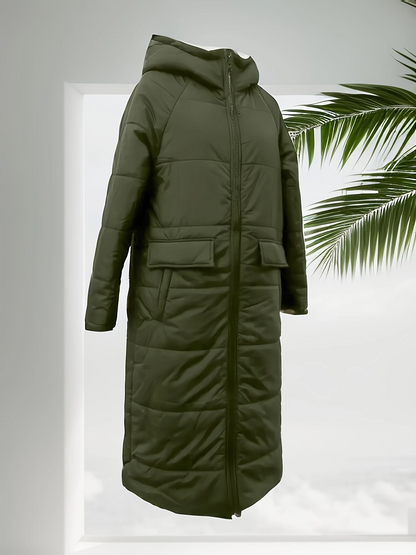 Manteau matelassée en coton de couleur unie pour femmes