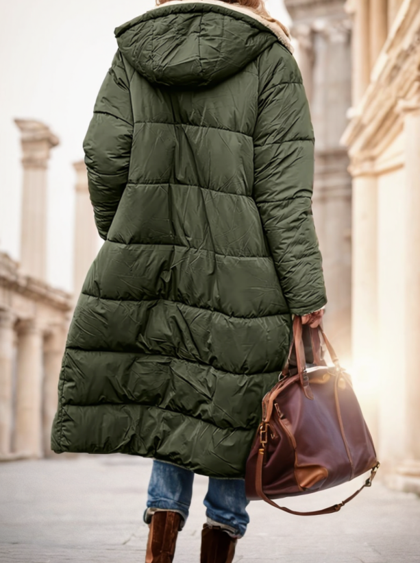 Manteau matelassée en coton de couleur unie pour femmes