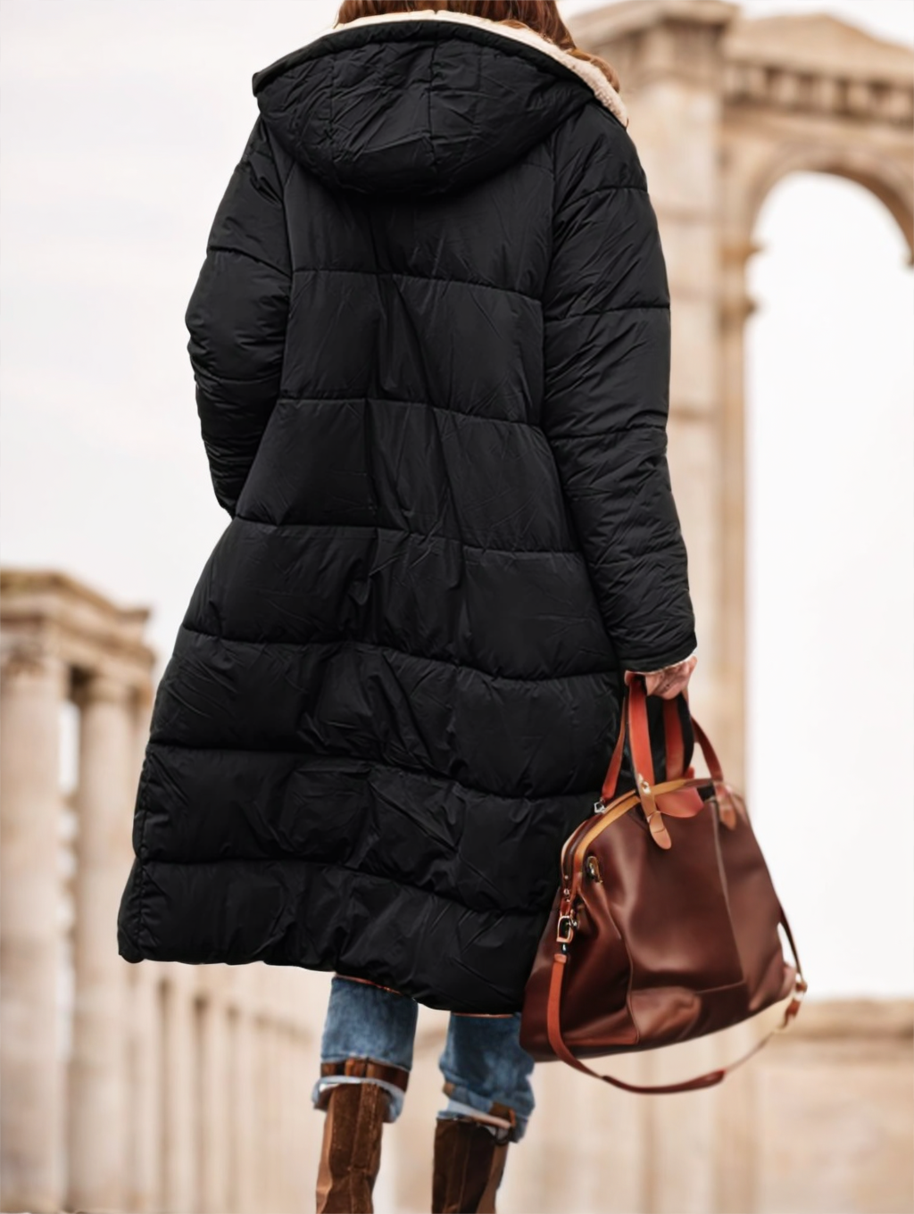 Manteau matelassée en coton de couleur unie pour femmes