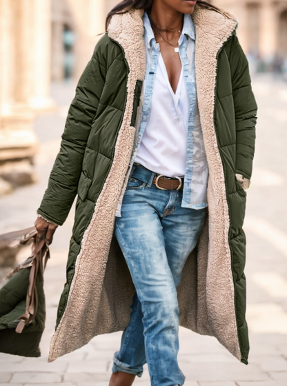 Manteau matelassée en coton de couleur unie pour femmes