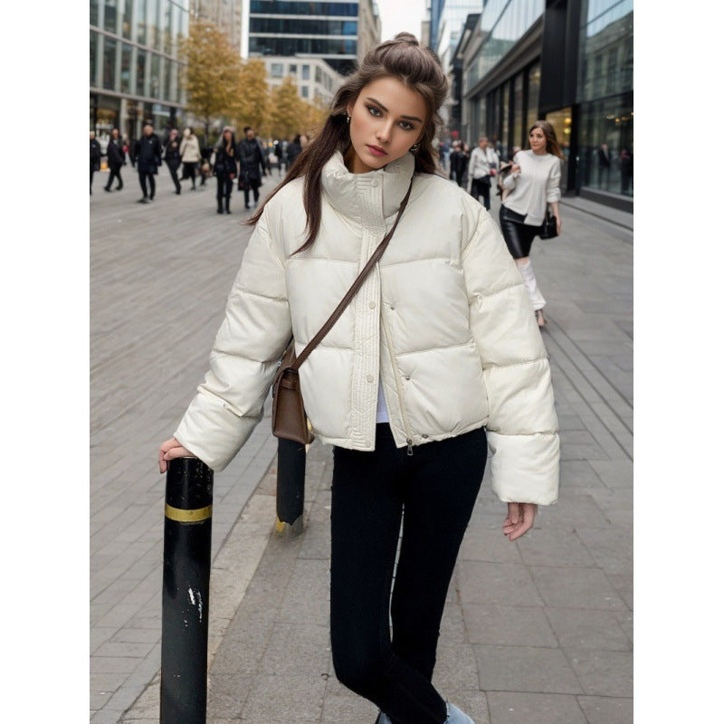 Veste d'hiver en cuir avec doublure en coton, style européen et américain