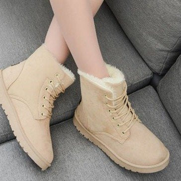 Bottes de neige pour femmes Chaussures d'hiver à talons Bottines d'hiver Semelle intérieure chaude en peluche