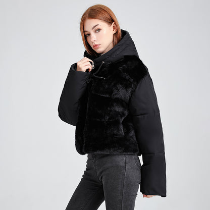 Nouveau manteau patchwork en fourrure pour femmes