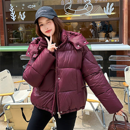Veste en coton à capuche pour femmes avec col montant élégant