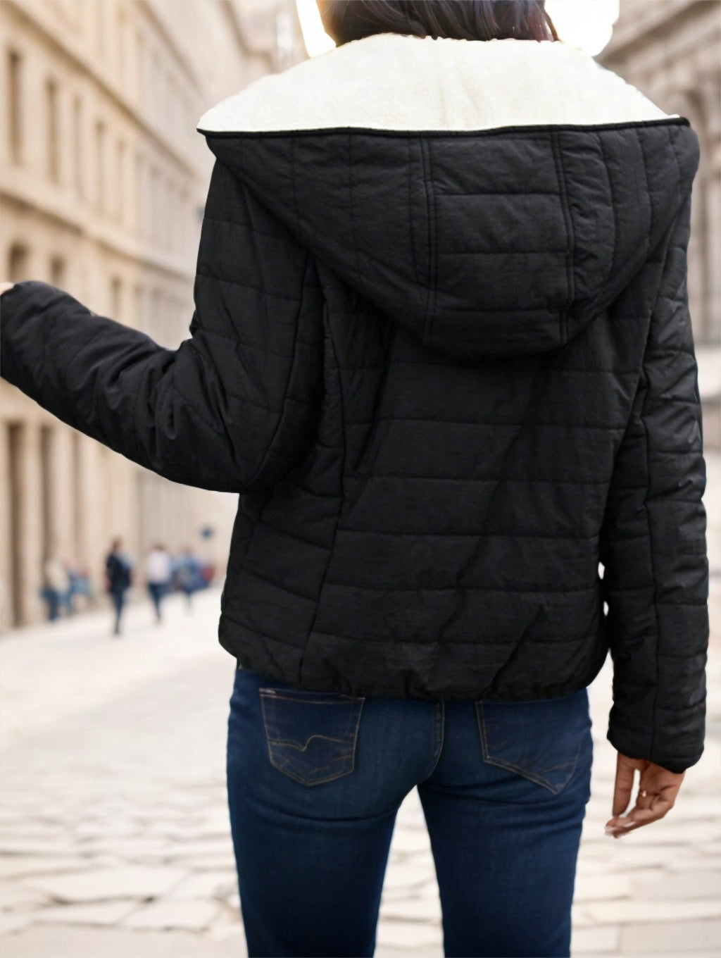 Manteau court matelassé léger et chaud pour femme