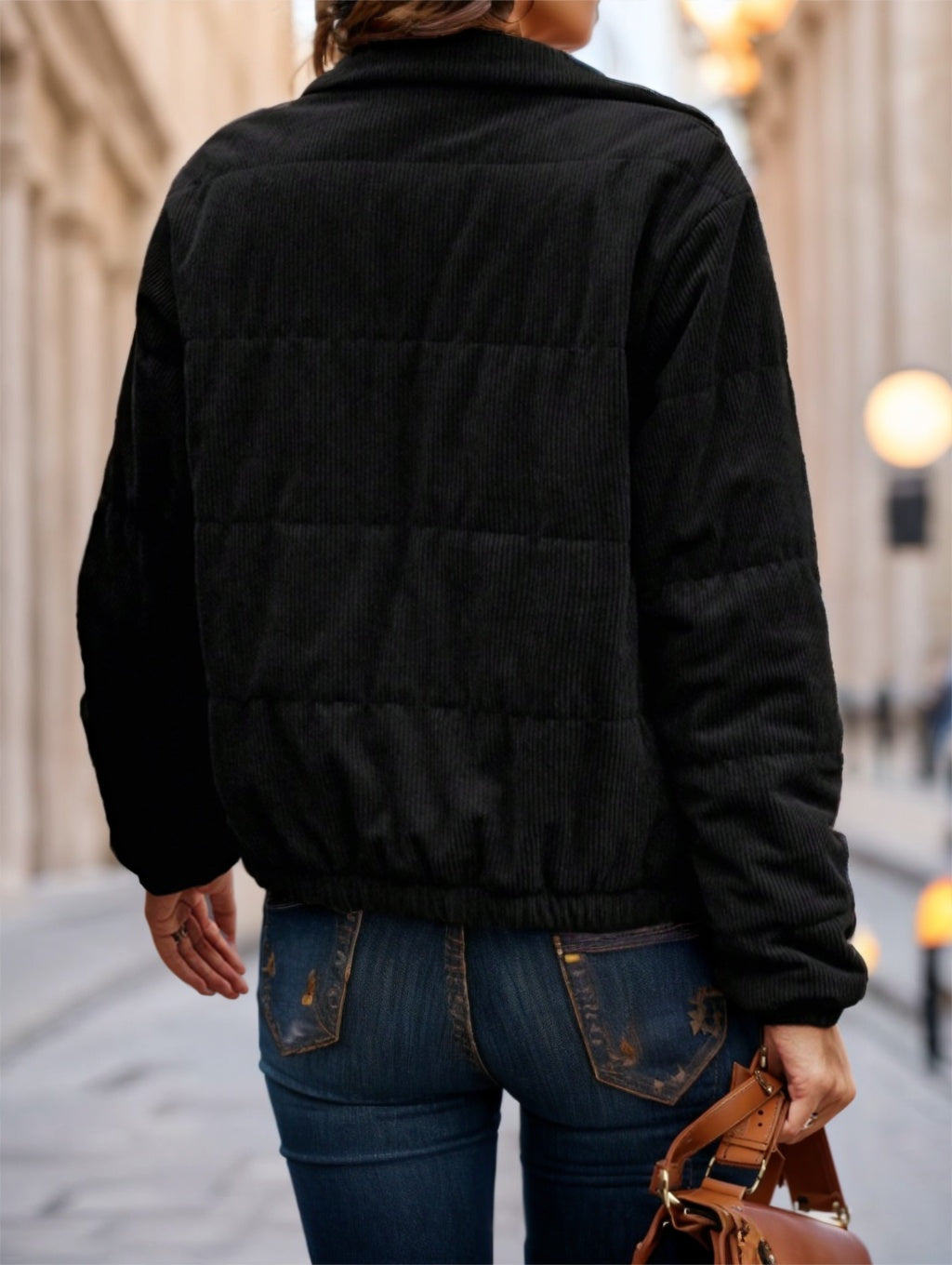 Manteau matelassé d'hiver à boutons-pression et fermeture éclair