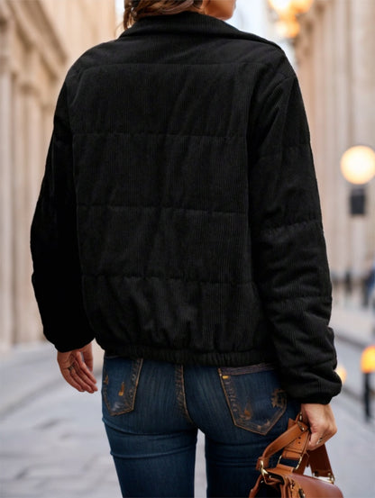 Manteau matelassé d'hiver à boutons-pression et fermeture éclair