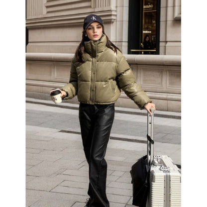 Veste d'hiver en cuir avec doublure en coton, style européen et américain