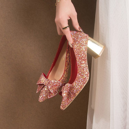 Chaussures de mariage à talons épais