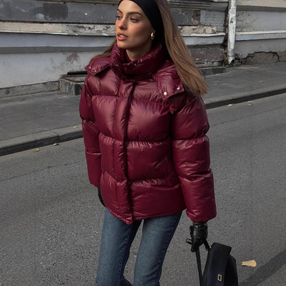 Veste en coton à capuche pour femmes avec col montant élégant