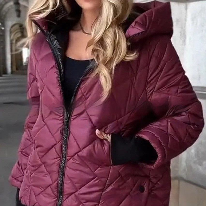 Veste courte à capuche légère et chaude pour femmes