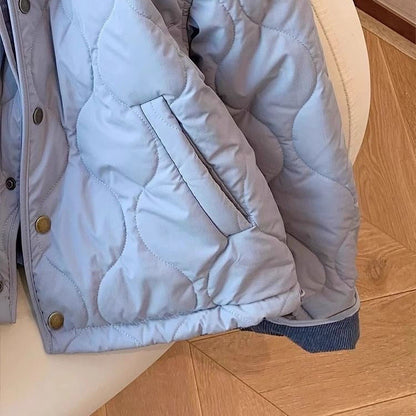 Veste en coton côtelé bleu pour femme, ample et élégante