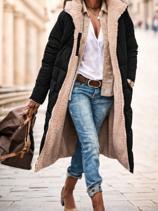 Manteau matelassée en coton de couleur unie pour femmes