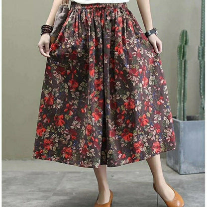 Jupe à taille haute slim mi-longue Floral