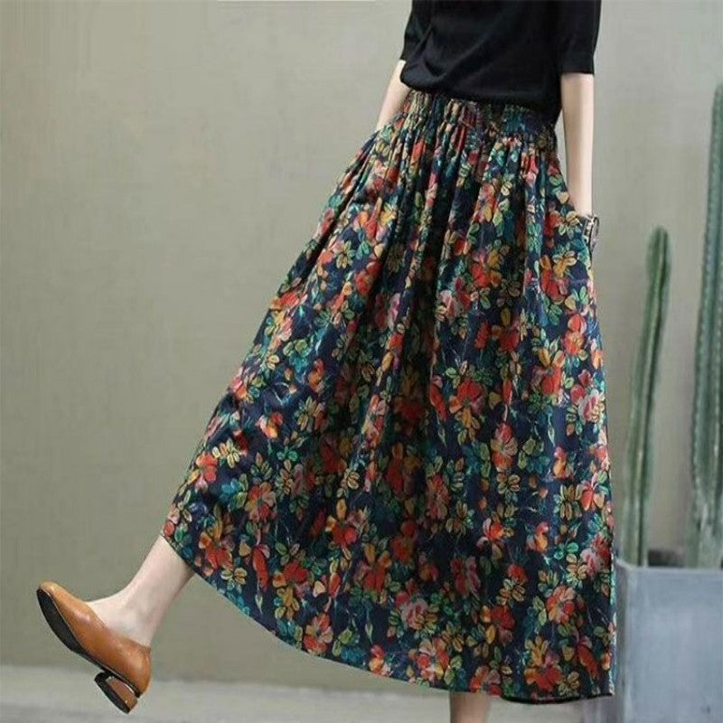 Jupe à taille haute slim mi-longue Floral