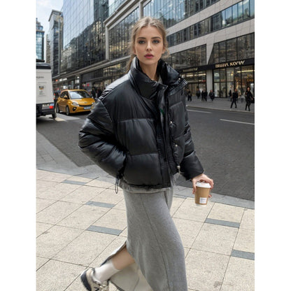 Veste d'hiver en cuir avec doublure en coton, style européen et américain