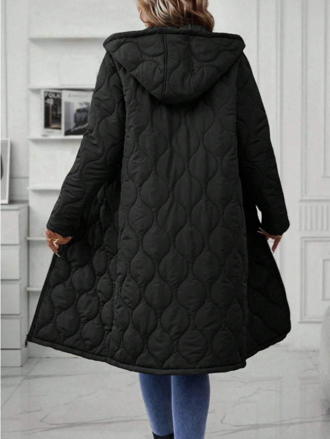 Veste matelassée à capuche pour femmes avec fermeture éclair unie