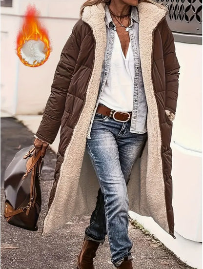 Manteau matelassée en coton de couleur unie pour femmes