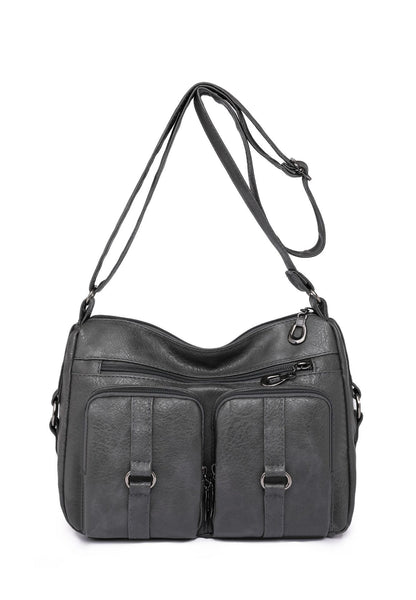 Sac bandoulière en PU de couleur unie pour femme