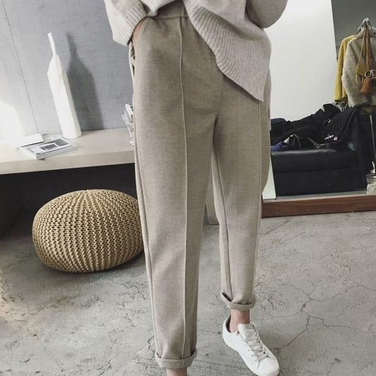 Pantalon droit décontracté taille plus fuselé