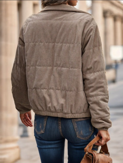 Manteau matelassé d'hiver à boutons-pression et fermeture éclair