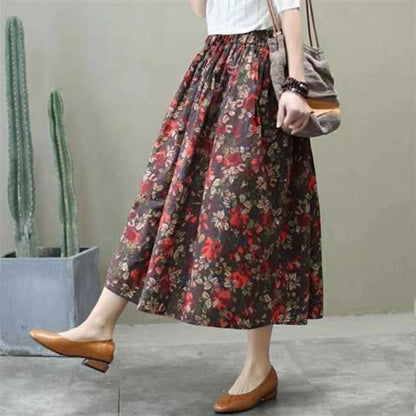 Jupe à taille haute slim mi-longue Floral