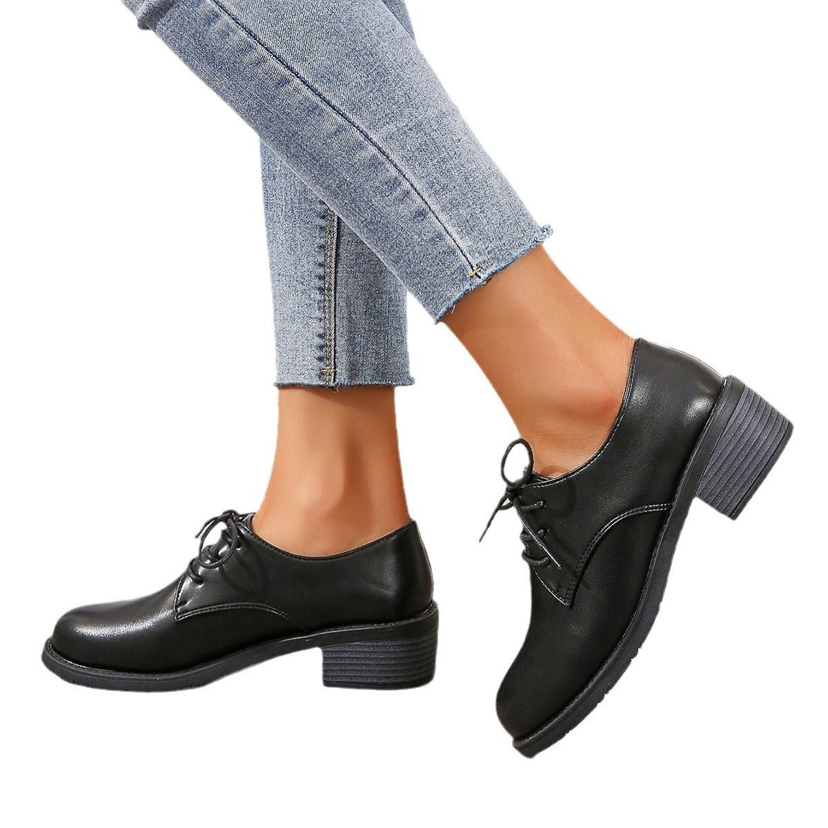 Chaussures professionnelles chic, noires, semelle souple, à talon épais