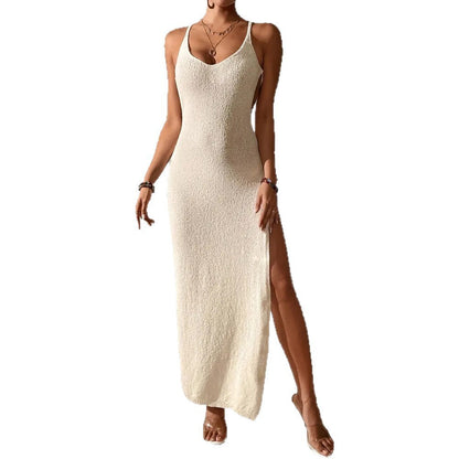 Robe de plage tricotée sexy à découpe