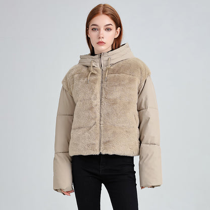 Nouveau manteau patchwork en fourrure pour femmes