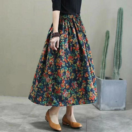 Jupe à taille haute slim mi-longue Floral