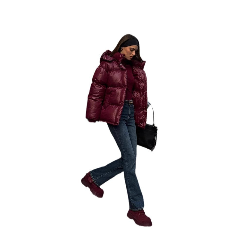 Veste en coton à capuche pour femmes avec col montant élégant