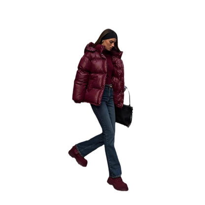 Veste en coton à capuche pour femmes avec col montant élégant