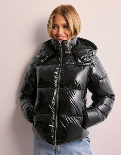 Veste en coton à capuche pour femmes avec col montant élégant