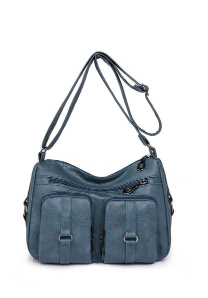 Sac bandoulière en PU de couleur unie pour femme