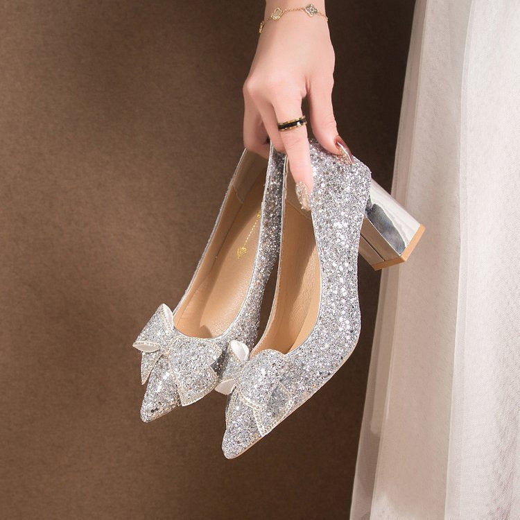 Chaussures de mariage à talons épais