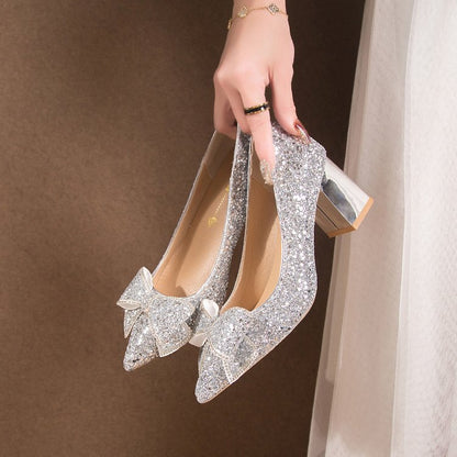Chaussures de mariage à talons épais