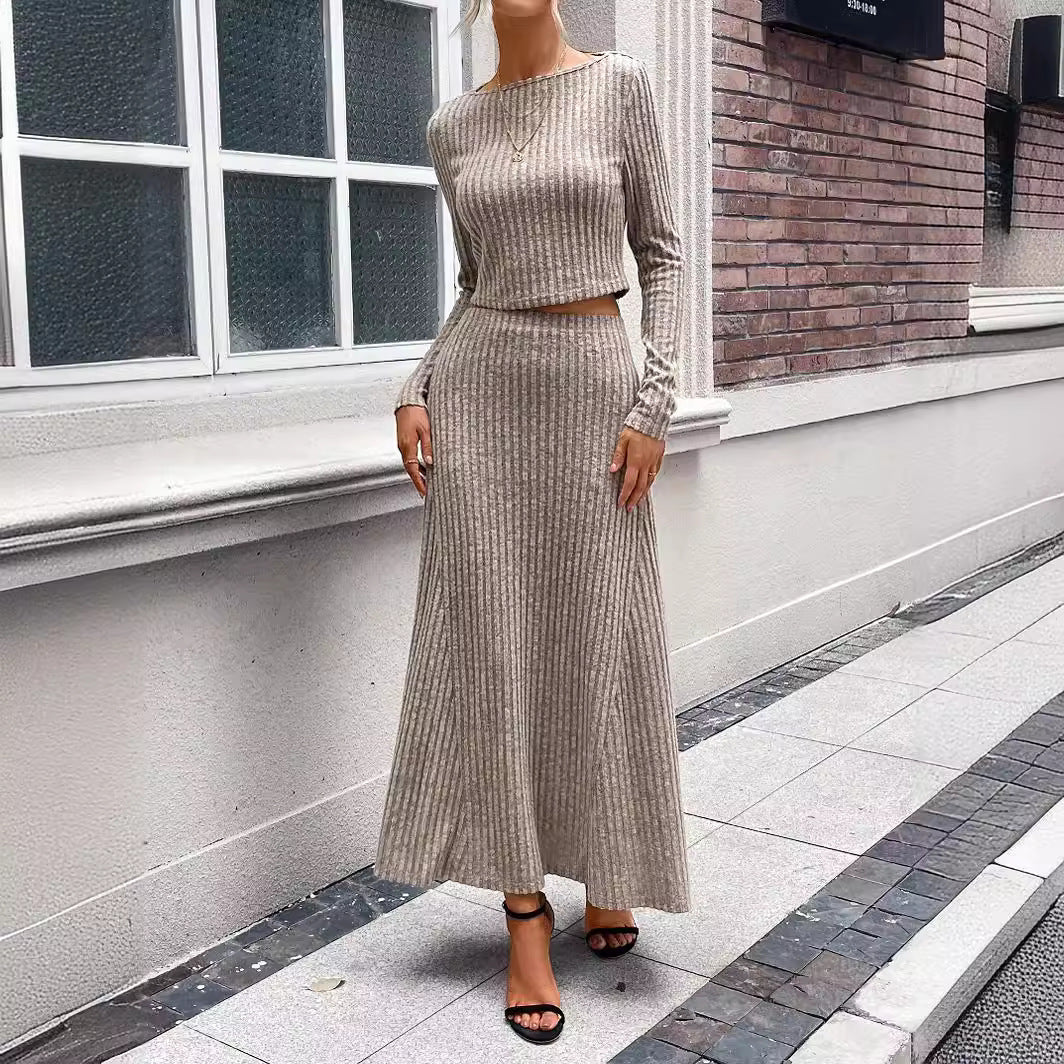 tricot et jupe rayé avec manches longues intérieures skinny