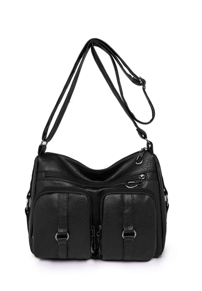 Sac bandoulière en PU de couleur unie pour femme